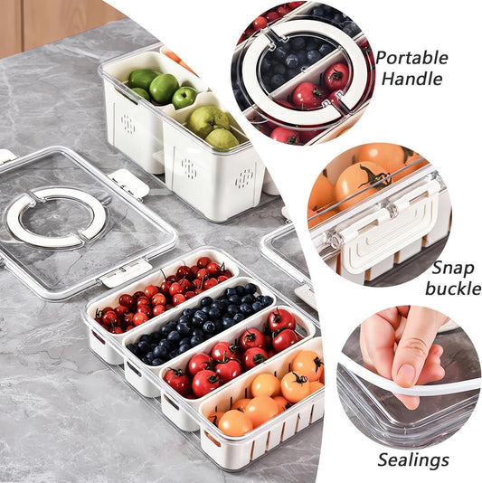 4 Compartment - Portable Fruit Storage Containers for Fridge