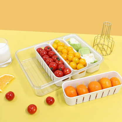 4 Compartment - Portable Fruit Storage Containers for Fridge